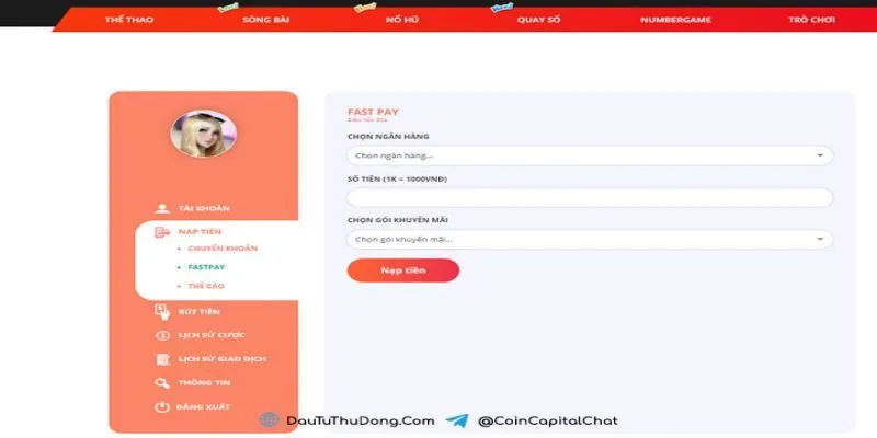 Chi tiết các bước nạp tiền may88