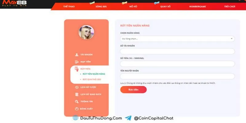 Lưu ý khi rút tiền may88